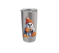 A tema Halloween con un affascinante fantasma spettrale O'Lantern Bicchiere termico in acciaio inox doppia parete