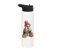 A tema Halloween con un affascinante fantasma spettrale O'Lantern Stainless Steel Insulated Water Bottle