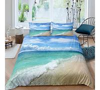 a tema spiaggia con stampa mare oceano e copriletto stampato hawaiano spiaggia copripiumino traspirante copriletto chiaro per camera super king