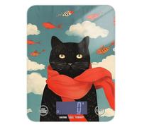 A Thinking Black Cat, piccola bilancia digitale per alimenti, facile da pulire, 5 kg/5 g, con 4 unità per dimagrire e cucinare (batterie non incluse)