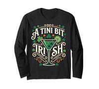 A Tini Bit Irish St Patricks Day Shamrock Cocktail Divertente Maglia a Manica
