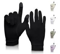A TOUCH OF Silk Sottoguanti in pura seta, morbidi e confortevoli, guanti termici interni, abbigliamento naturale, unisex, borsa inclusa (nero corvino, S)