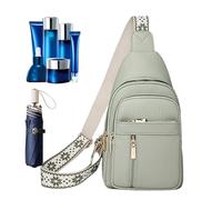 a tracolla - Piccola borsa a tracolla in pelle PU | Impermeabile Sling | Pouch Multi Pocket Casual da donna per viaggi all'aperto Shopping Studio, Verde, Refer to description, Unisex