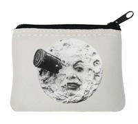 A Trip to The Moon Man in The Moon Space Rocket - Portamonete in neoprene, 10 x 11 cm, colore: Bianco