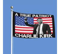 A True Patriot Charlie Kirk Flag, 3 x 1,5 m Pray Justice Assassination Shooting Hero Freedom Merch Bandiera da giardino, a doppia faccia, decorazione da giardino con 2 occhielli