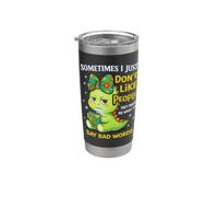 A volte non mi piacciono le persone Sarcastico Simpatico Dinosauro Bicchiere termico in acciaio inox doppia parete