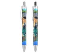 A Walking Tiger - Penna a sfera retrattile da 0,5 mm, scrittura fine e liscia, per casa e ufficio, colore: nero, 2 pezzi come foto 2