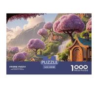 A Waterfall with Purple Cherry Blossom 1000 Pezzi Taglio Preciso Puzzle magical Cherry Blossom Famiglia Jigsaw Regalo Per Adulti 52x38cm/1000pcs