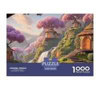 A Waterfall with Purple Cherry Blossom 1000 Piece Carta Premium Puzzle magical Cherry Blossom Stimolante Jigsaw Arredo Per Adulti 70x50cm/1000pcs