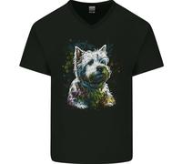 A West Highland Bianco Cane Terrier Uomo Scollo A V Cotone T-Shirt