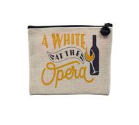 A White at The Opera Wine Humor Night - Astuccio per trucco in tela, effetto lino, 15 x 10 cm, lino, 15 x 10 cm, Astuccio per il trucco