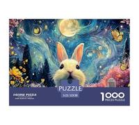 A White Bunny with Flowers 1000 Pezzi Cartone Robusto Puzzle Kitten Antistress Gioco Per Famiglie Puzzle Per Adulti E Bambini 52x38cm/1000pcs