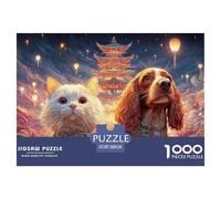 A White Cat with Long Fur 1000 Pcs Cartone Robusto Puzzle Ethereal Fantasy Sfida Unica Gioco Creativo Puzzle Per Bambini 38x26cm/1000pcs