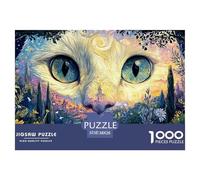 A White_cats_face_with_beautiful_eyes 1000 Pezzi Carta Ecologica Puzzle Kitten Antistress Gioco Creativo Puzzle Decorazioni Per La Casa 38x26cm/1000pcs