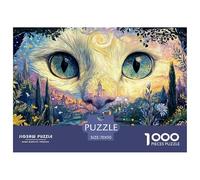 A White_cats_face_with_beautiful_eyes 1000 Pezzi Cartoncino Premium Puzzle Kitten Immagini Vibranti Gioco Creativo Puzzle Decorazioni Per La Casa 70x50cm/1000pcs