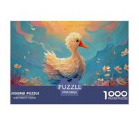 A White Duck with Colorful Feathers 1000 Pezzi Carta Ecologica Resistente Bundle Di Puzzle Oil Painting Duck Anti-stress Gioco Creativo Puzzle Regali Per Famiglia E Amici 38x26cm/1000pcs