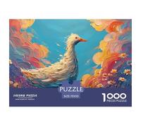 A White Duck with Colorful Feathers 1000 Pezzi Cartoncino Extra-spesso Puzzle Premium Oil Painting Duck Anti-stress Gioco in Famiglia Puzzle Regali Per Famiglia E Amici 70x50cm/1000pcs