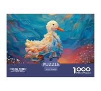 A White Duck with Colorful Feathers 1000 Pezzi Cartoncino Extra-spesso Puzzle Premium Realistic Oil Painting Impossibilmente Difficile Sfida Unica Puzzle Per Adulti E Bambini 70x50cm/1000pcs