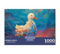 A White Duck with Colorful Feathers 1000 Pezzi Cartoncino Extra-spesso Puzzle Premium Realistic Oil Painting Impossibilmente Difficile Sfida Unica Puzzle Per Adulti E Bambini 38x26cm/1000pcs