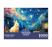 A White Easter Bunny with Flowers 1000 Pcs Cartone Robusto Puzzle Kitten Sfida Unica Gioco Per Famiglie Puzzle Decorazioni Per La Casa 38x26cm/1000pcs