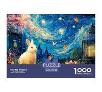 A White Easter Bunny with Flowers 1000 Pezzi Carta Ecologica Puzzle Kitten Immagini Vibranti Giocattoli Educativi Puzzle Decorazioni Per La Casa 52x38cm/1000pcs