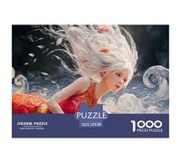 A White-haired Girl 1000 Pezzi Cartone Robusto Puzzle Kitten Sfida Unica Gioco Creativo Puzzle Per Bambini 52x38cm/1000pcs