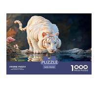 A White Kitty Walking on The Water Surface 1000 Pezzi Cartoncino Premium Puzzle Kitten Sfida Unica Gioco Creativo Puzzle Decorazioni Per La Casa 70x50cm/1000pcs