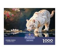 A White Tiger Walking on The Water 1000 Pcs Cartone Robusto Puzzle Kitten Sfida Unica Gioco Creativo Puzzle Per Bambini 70x50cm/1000pcs