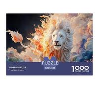 A White Wild Beast Its Full Body Burning with Fire 1000 Pcs Cartone Robusto Puzzle Kitten Sfida Unica Gioco Per Famiglie Puzzle Decorazioni Per La Casa 52x38cm/1000pcs