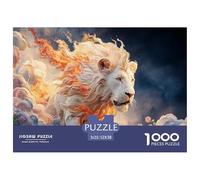 A White Wild Beast Its Full Body Burning with Fire 1000 Pezzi Cartone Robusto Puzzle Kitten Sfida Unica Gioco Creativo Puzzle Decorazioni Per La Casa 52x38cm/1000pcs
