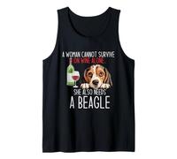 A Woman Cannot Survive on Wine Alone Divertente Beagle Dog Lover Canotta