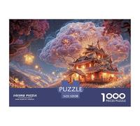 A Wooden House Covered with Flowers 1000 Pezzi Taglio Preciso Puzzle cherry Blossom Famiglia Jigsaw Regalo Per Adulti 52x38cm/1000pcs