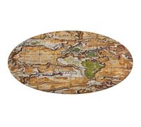 A Worn-Out - Tappeto rotondo con mappa del mondo per soggiorno, 61 x 61 cm, antiscivolo, per camera da letto, porta anteriore e posteriore, bagno, cucina, vasca, doccia
