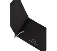 A|X ARMANI EXCHANGE Armani Exchange Plate Logo in pelle Saffiano Bifold con fermasoldi, nero