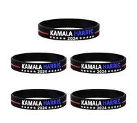 A-yeite 5 braccialetti Kamala Harris 2024 per la campagna di voto del presidente, braccialetti in silicone per uomini e donne, Adjustable, Gomma, Nessuna pietra preziosa