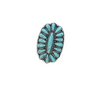 A-yeite Anello vintage con turchese occidentale ovale geometrico con pietra bohémien, anelli per nocche regolabili, gioielli da donna per feste, Metallo, Nessuna pietra preziosa