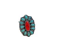 A-yeite Anello vintage con turchese occidentale ovale geometrico con pietra bohémien, anelli per nocche regolabili, gioielli da donna per feste, Metallo, Nessuna pietra preziosa