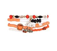 A-yeite Braccialetti di Halloween Goth multistrato perline colorate teschio zucca pipistrello fantasma ciondoli impilabili braccialetti elasticizzati gioielli spettrali per le donne, Adjustable