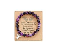 A-yeite Braccialetto con ciondolo a forma di angelo custode con pietra naturale, regalo di simpatia per la perdita della persona cara, braccialetto elastico con perline di cristallo, gioiello da donna