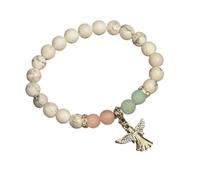 A-yeite Braccialetto con ciondolo a forma di angelo custode con pietra naturale, regalo di simpatia per la perdita della persona cara, braccialetto elastico con perline di cristallo, gioiello da donna