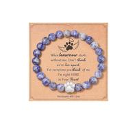 A-yeite Braccialetto con perline in pietra naturale con artiglio per cani, regalo commemorativo per donne e uomini, regalo di simpatia per la perdita di cani, amanti dei gatti, gioielli ispiratori