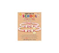 A-yeite Braccialetto per il primo giorno di scuola da donna, 2 pezzi, con margherite colorate e cuore, set di braccialetti con perline per madre e figlia, regalo per il rientro a scuola, One Size