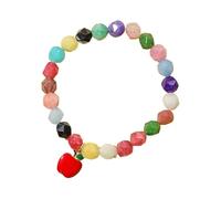 A-yeite Braccialetto per la festa dell'insegnante geometrico irregolare colorato pietra naturale ciondolo mela braccialetto da donna braccialetto creativo con pietra occhio di tigre, One Size, Zinco