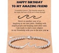 A-yeite Braccialetto regolabile in acciaio inox stile punk, per uomo e donna, 4 mm, con sfere in acciaio inossidabile, per sorelle, bestie, biglietto di auguri di buon compleanno, One Size, Zinco