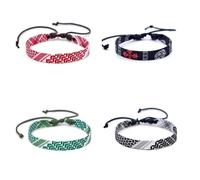 A-yeite Set di 4 braccialetti palestinesi per donne e uomini fatti a mano in tessuto regolabile braccialetti in tessuto incantato colorato Keffiyeh femminile maschio gioielli unici, Misura unica