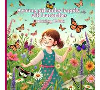 A young girl smiles happily with butterflies Coloring Book: Wildflower Garden Coloring, Floral, Garden, For Teen and Adults, Relaxation, Art therapy, 8.5x8.5 Inch, 56 Single Page.