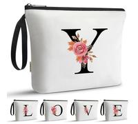 A-Z Bag Borsa per il trucco da ragazza, regalo per il suo compleanno, dolce signora, ideale per migliori amici, sorelle, studenti, bianco, A, Beauty case (Y)