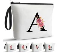 A-Z Bag Borsa per il trucco da ragazza, regalo per il suo compleanno, dolce signora, ideale per migliori amici, sorelle, studenti, bianco, A, Beauty case (A)