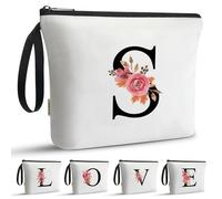 A-Z Bag Borsa per il trucco da ragazza, regalo per il suo compleanno, dolce signora, ideale per migliori amici, sorelle, studenti, bianco, A, Beauty case (S)