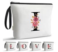 A-Z Bag Borsa per il trucco da ragazza, regalo per il suo compleanno, dolce signora, ideale per migliori amici, sorelle, studenti, bianco, A, Beauty case (I)